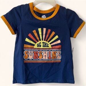 Girls Medium Size 7/8 Short Sleeve Be the Sunshine Ringer Graphic T-Shirt NWT